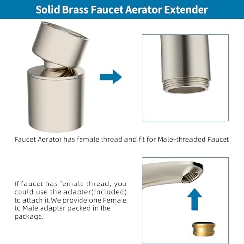 Hibbent NSF/ANSI/CAN 61 & cUPC Certified Faucet Aerator, Brushed Nickel - Image 4