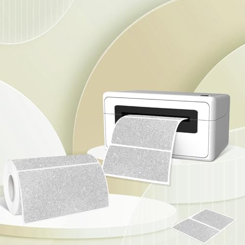 2" x 4" Glitter Silver Thermal Label Stickers,Waterproof Thermal Printer Sticker Labels for Gift Wrapping, Self-Adhesive Name Price Tag DIY Custom Logo Design (250 pcs,Silver) - Image 5
