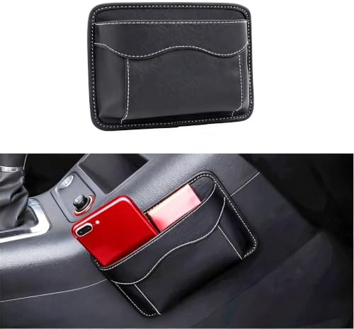 Car Seat Side Organizer, PU Leather Vehicle Storage Pocket, Universal Gap Filler for Auto Console Door Phone Document Sundries Organizer (Black) by Unknown
