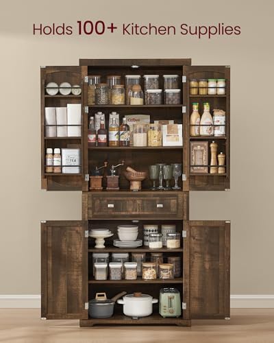 VASAGLE Pantry Cabinet, Freestanding Tall Cupboard with a Drawer - Image 5