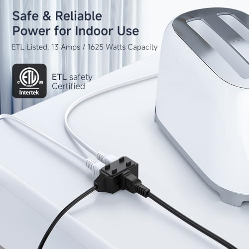 [ETL Listed] Cable Matters 2-Pack 2 Prong 3-Outlet Extension Cord, 3ft - Image 4