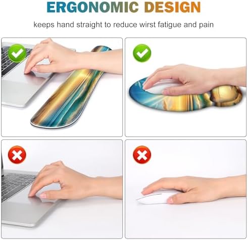 Gaming Mouse Pad, Large Desk Mat, Cute Desk Pad Protector, 4in1 XXL Mousepad + Keyboard Wrist Rest+Mouse Wrist Rest+Coaster Set with Ergonomic Desk Pad for Home Office Computer, Beach Sun Shell - Image 4