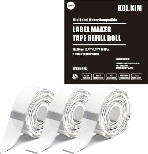 12x40mm Thermal Label Tape Clear for Phomemo D30 Label Tapes 3 Rolls - Image 5