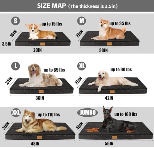 Patas Lague Orthopedic Medium Dog Bed Washable Pet Sofa Mat 30''X20''Black - Image 5