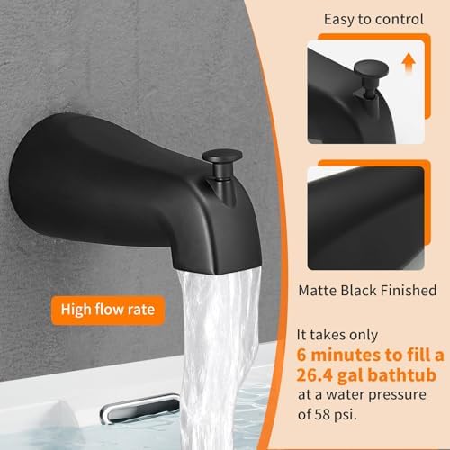Tub Shower Faucet Set Valve Included with 6-Inch Rain Shower Head and Tub Spout Single-Handle Tub and Shower Trim Kit Matte Black - Image 6
