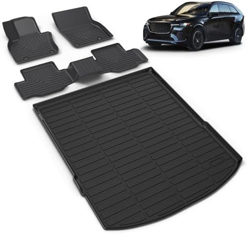 All Weather Car Floor Mats & Cargo Liner Set Fit for Mazda CX-70 & CX70 PHEV 2025 2026 Floor Liners Trunk Liner CX70 Cargo Mat Accessories Black by VOUKIY