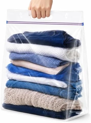 12 Pack 5 Gallon Large Zipper Storage Bags with Handle&Bottom for Clothing by YourReliablePartner