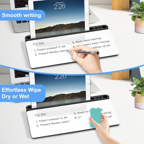 Desktop Glass Whiteboard with Storage, Desk Dry Erase White Board Stand - Image 5