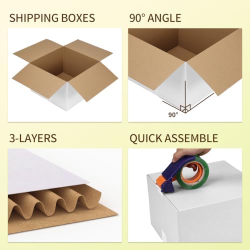 WIFTREY 12x12x8 inches White Shipping Boxes Pack of 15, Corrugated Cardboard Boxes 12 x 12 x 8 for Packaging Small Business, Moving, Mailing - Image 3