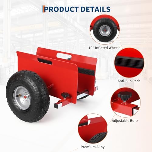 600 LBS Panel Dolly, Door Dolly Adjustable Drywall Mover with 10" Tires - Image 2