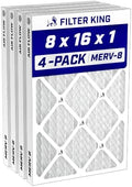 Filter King 8x16x1 Air Filter MERV 8, AC Furnace Filters (4-Pack) by FilterKing