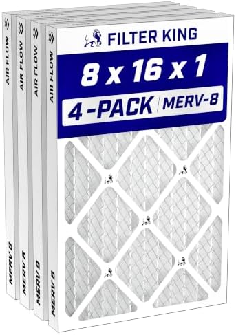 Filter King 8x16x1 Air Filter MERV 8, AC Furnace Filters (4-Pack) by FilterKing