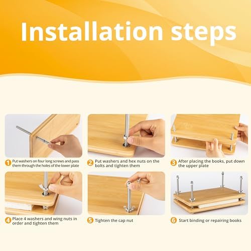 Bamboo Wooden Book Press for Bookbinding - Portable Bookbinding Machine and Book Press (11.6 x 7.9 inches) - Image 6