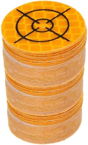 HARFINGTON 80pcs Survey Reflector Sheets 30mm x 30mm Self-Adhesive Surveying Target Mark Sticker Total Station Round Reflective Sheet Tape for Ship Inspection Tunnel Measure, Yellow by HARFINGTON