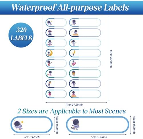 Waterproof Name Labels for Kids Daycare 320 Pcs, Astronaut - Image 2
