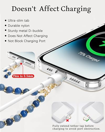 Marble Beaded Phone Wrist Strap for Women, Detachable Design - Image 4