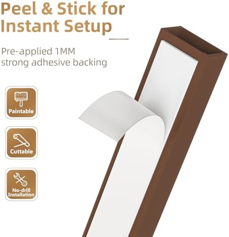 Delamu Cord Hider, 85in Cord Covers for Wires on Wall, One-Cord Cable Hider, Self-Adhesive Wire Hiders Wire Covers for TV Cords on Wall, Paintable Cable Cover Management Kit, W0.59 H0.4in, Brown - Image 3