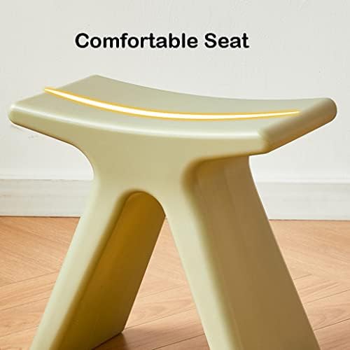 Modern Waterproof Plastic Stool with Anti Slip Design for Comfortable Shoe Changing Living Room Bedroom Kitchen Seat White 43.5×24×41.5cm - Image 6