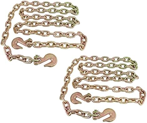 Mytee Products 2 Pack 1/2 Inch x 16 FT Grade 70 Binder Chain with Clevis Grab Hooks - G70 Transport Tow Chain - 11,300 Lbs Working Load Limit - Image 6