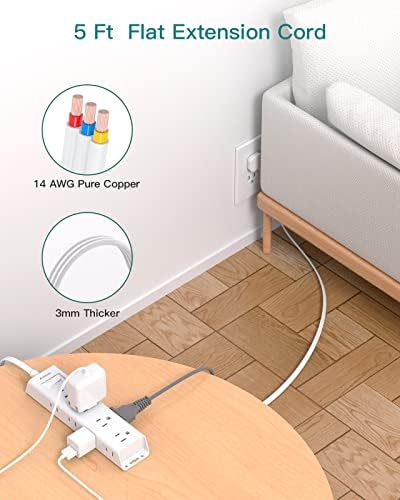 2 Pack Power Strip Surge Protector with 12 Outlets, Extension Cord 5FT - Image 6