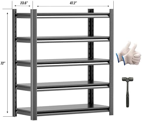 Garage Shelving, 48"W x 24"D x 72"H, Heavy Duty Metal Storage Shelves - Image 2