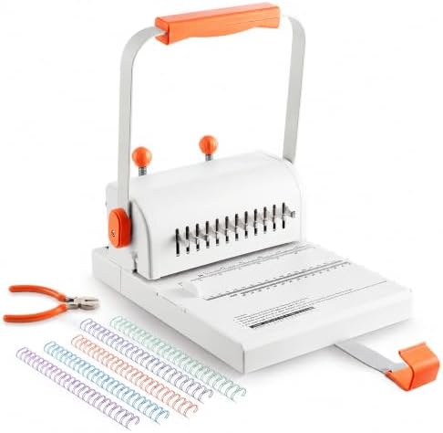 Binding Machine Kit 2:1 Hole Pitch Book Binding Kit with 10PCS 5/8'' Wires and Plier, Manual Paper Punch Binder for DIY Notebooks, Journals, Albums, School Projects, Home/Office Use by Lumoshine