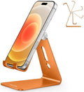 OMOTON Adjustable Cell Phone Stand, Aluminum Desktop Cellphone Stand with Anti-Slip Base and Convenient Charging Port, Fits All Smart Phones, Orange by OMOTON