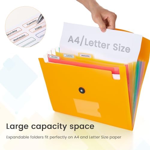 5 Pack 7-Pockets Expanding File Folder Accordion File Organizer, A4 Letter Size Paper Document Receipt Holder for School Office Supplies - Image 5