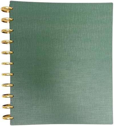 Talia Discbound Notebooks, Planner, Customizable, With 1" Gold Discs (Green Olive, Letter (8.5in x 11in)) by Talia