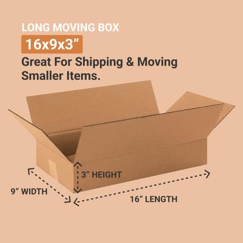 BOX USA Shipping Boxes Long 16"L x 9"W x 3"H 25-Pack - Corrugated Cardboard Box for Moving, Mailing, Packing, Packaging and Storage - Image 2