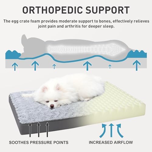 KSIIA Washable Dog Crate Bed Waterproof for Medium Dogs,29x18 in,Light Gray - Image 3