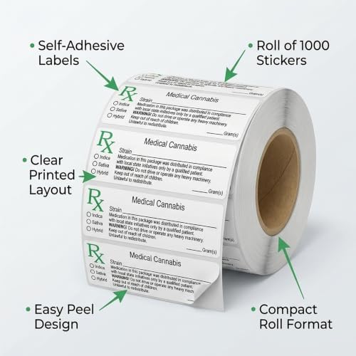 1000 Count 1" x 3" Pre Printed Adhesive Roll Labels for Packaging Use - Image 2
