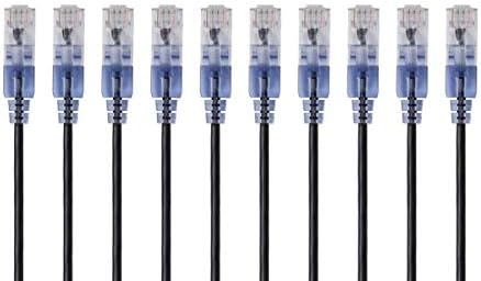 Monoprice Cat6A Ethernet Patch Cable - 10-Pack, Snagless RJ45, 550Mhz, 10G, UTP, Pure Bare Copper Wire, 30AWG, 0.5 Feet, Black - SlimRun Series by Monoprice