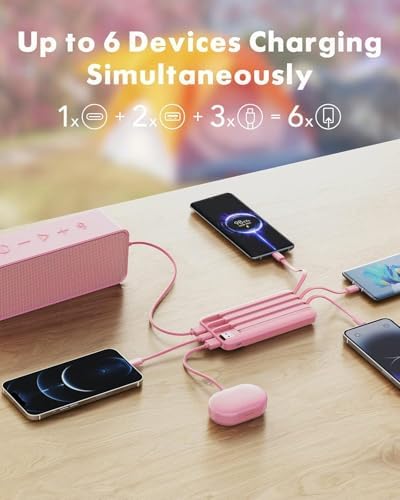 charmast Portable Charger with Built-in Cables X 4, Portable Phone Charger - Image 3