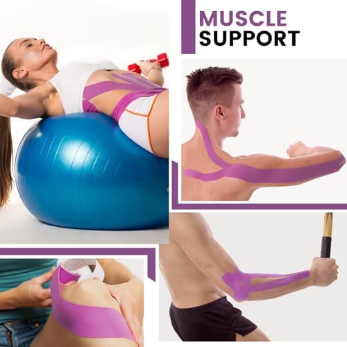 5 Rolls Purple Kinesiology Tape, 2 inch x 16.4 Feet Kinetic Tape - Image 6
