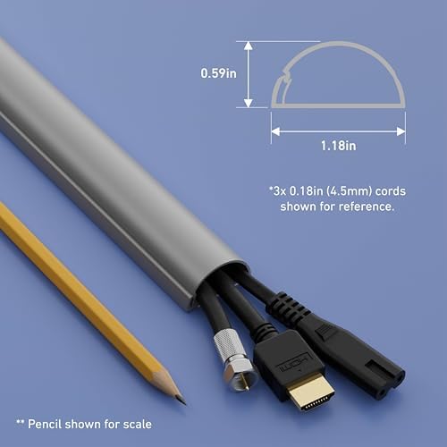 D-Line 157in Cord Cover Kit, Self-Adhesive Wire Hiders, Cable Raceway to Hide Wires on Wall, Electrical Cable Management - 10x 15.7 Lengths & 19 Accessories - 1.18" (W) x 0.59" (H) - Gray - Image 4