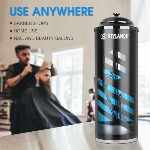 Barber Disinfectant Jar, 37oz Professional Salon Sterilizing Jar with Removable Basket, Unbreakable Acrylic Disinfectant Container for Barber Shears, Combs, Razors and Nail Tools, Black - Image 5