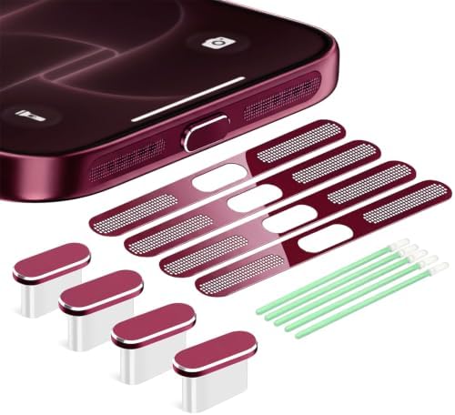 USB C Dust Plug Speaker Dust Cover Accessories for iPhone18Pro Max Burgundy by Goweewon