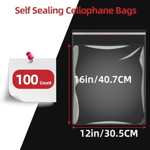 100 Count 12x16 Thick Self Sealing Cellophane Bags - Image 2