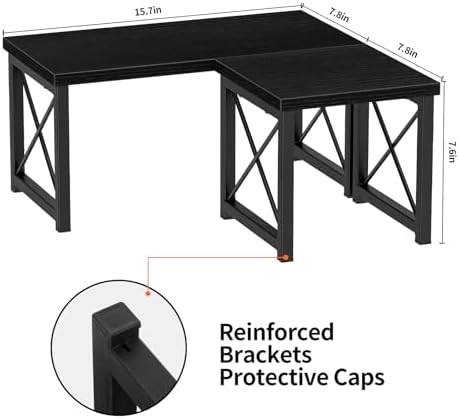 Honiter 2 Sets Desk Shelf, Desktop Organizer Shelf, Freestanding Small Bookshelf Desk Organizer, 2 Tier Independent Stackable Desktop Shelves, Desktop Office Storage Rack Display Shelf, Black - Image 3