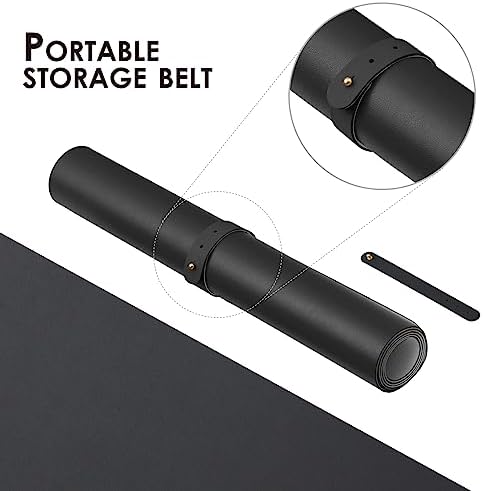 HOMIEAZICOZI Leather Desk Mat - Non-Slip PU Desk Pad for Office and Home - Desk Organization and Accessories - Ideal for Large Mouse Pad and Desk Mats on Top of Desks (Black,36''x 17'') (DPD-B-L) - Image 3