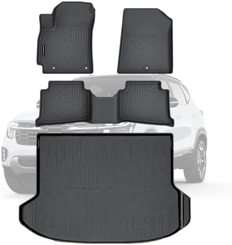 TPE Floor Mats for 2021-2026 Kia Seltos LX/S/EX/SX Turbo/X-Line, All Weather Car Floor Liners Fit Kia Seltos Accessories Black （Crop fit Subwoofer by SANBAN-AXE