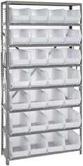 Quantum Storage Systems QSBU-239CL Giant Open Hopper Steel Shelving System, 12" D x 36" W x 75" H, with 8 Shelves and 28 QUS239 Bins, Clear by QuantumStorageSystems