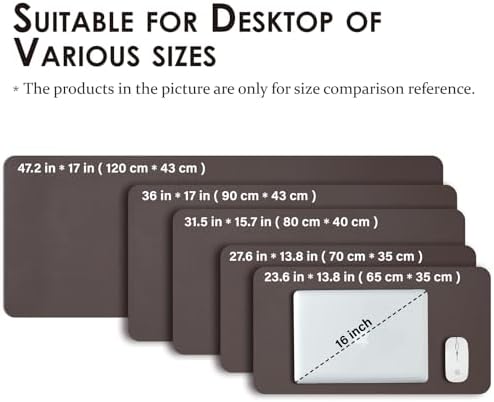 Leather Desk Mat - Non-Slip PU Desk Pad for Office and Home - Desk Organization and Accessories - Ideal for Large Mouse Pad and Desk Mats on Top of Desks (Coffee,36"x 17") - Image 5