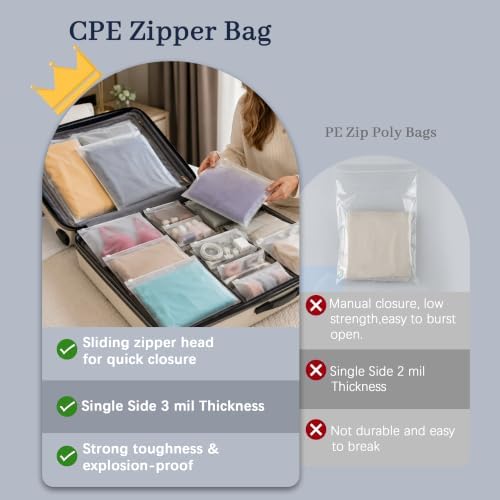 14x12'' Frosted Zipper Bags for Shipping, 50 Pack Packaging Bags, M - Image 7