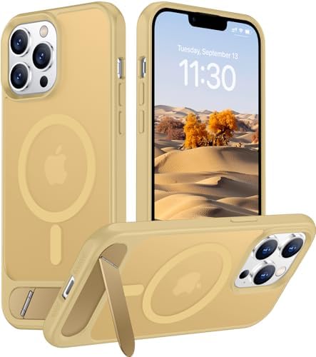 Temdan Magnetic Compatible with iPhone 13 Pro Case, [Built-in Invisible Kickstand][Compatible with MagSafe][Military Grade Shockproof] Slim Translucent Matte Phone Case for iPhone 13 Pro 6.1" by Temdan