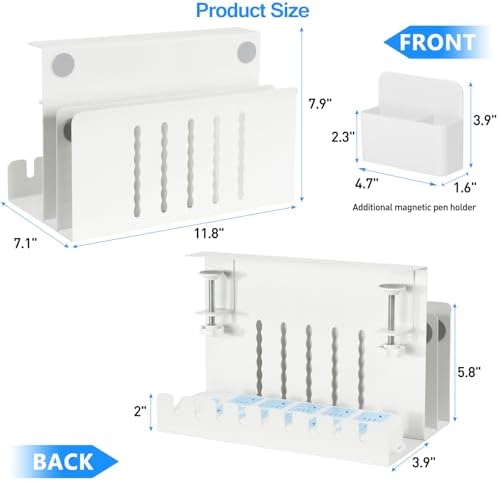 MAXECHO Desk Side Storage, Under Desk Laptop Mount, Table Side Hanging File Organizer, No Drill Clamp On Cable Management Tray, Laptop Holder with Magnetic Pen Holder for Office and Home, Load 22 Lbs - Image 5