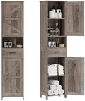 Homhedy 67" H Tall Bathroom Storage Cabinet with Barn Doors and Drawer by Homhedy