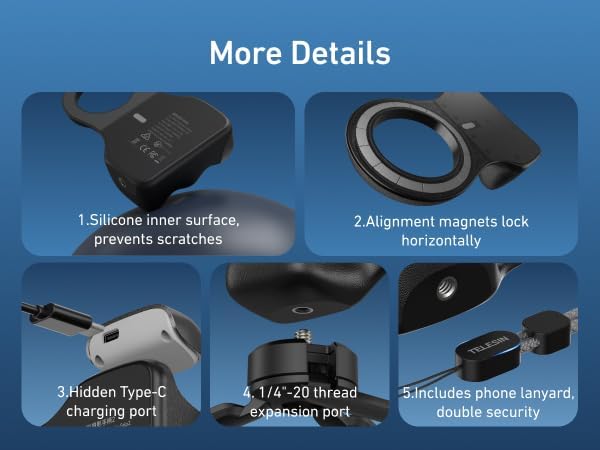 TELESIN Magnetic Phone Camera DSLR Style Grip for Magsafe iPhone & Android - Image 6
