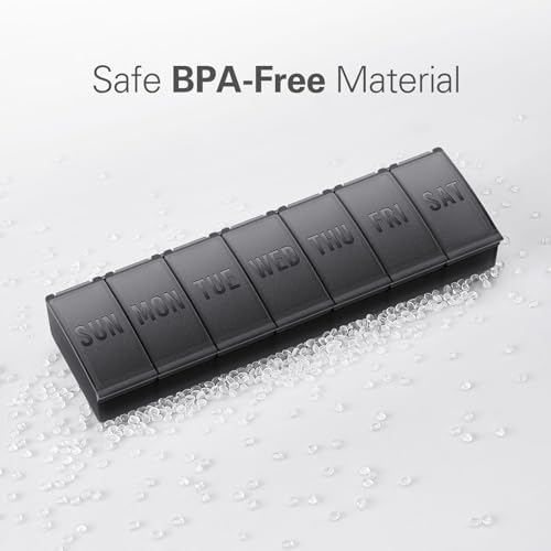Barhon Pill Organizer Large, Weekly Medicine Pill Organizers, 7 Day Pills Box Case Travel for Big Vitamin Supplements Fish Oil, Black - Image 5